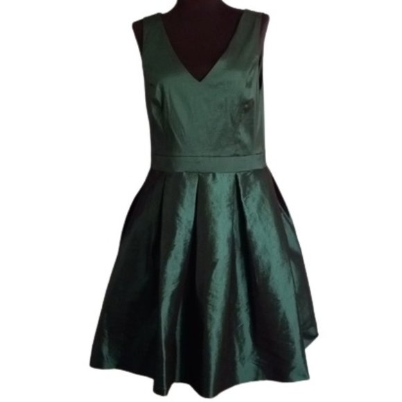 Jessica Simpson 14 Green Midi Tank Dress Prom Taffeta - Picture 1 of 14